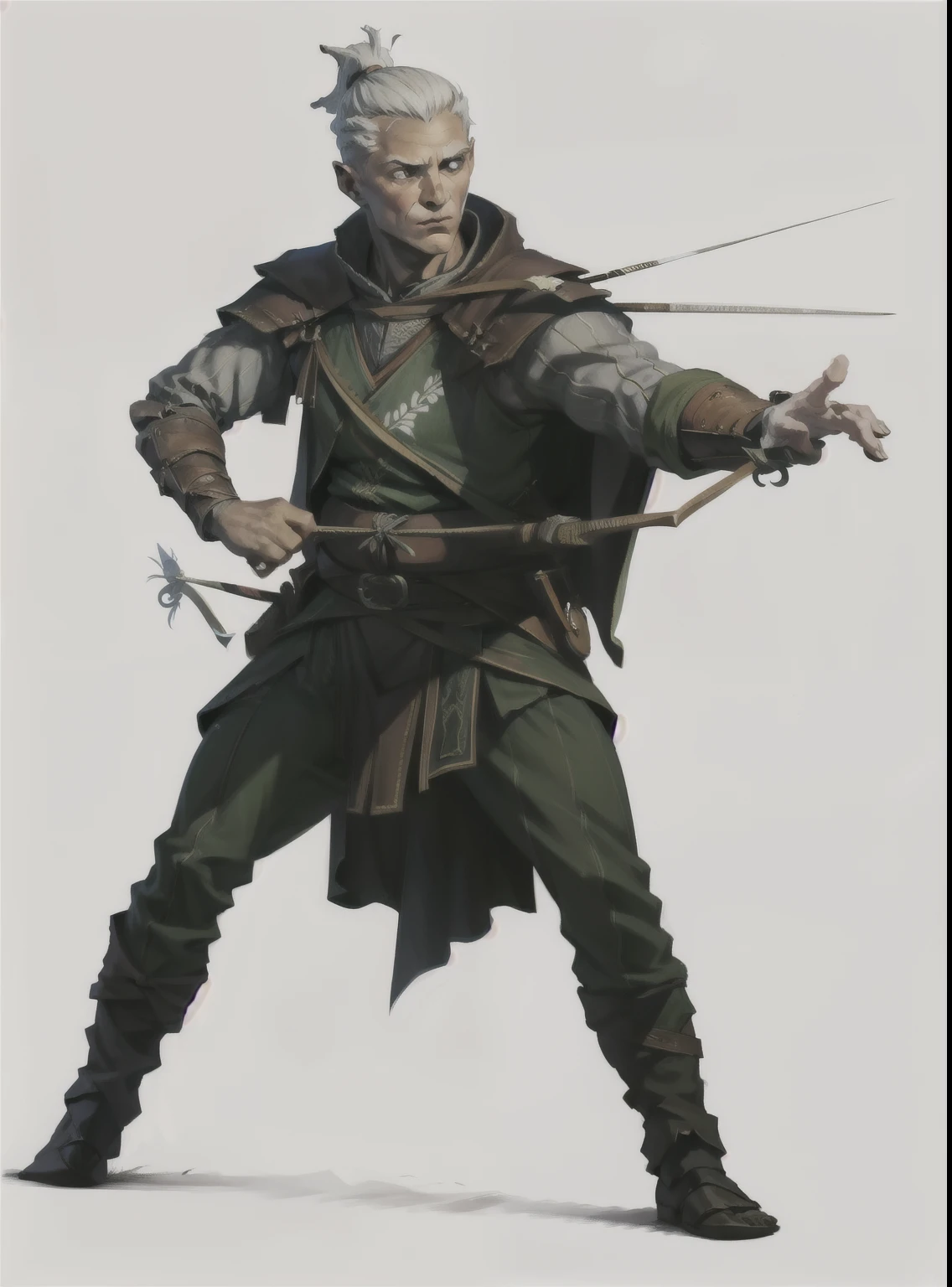 I want an archer character, on a white background, no scene, facing the front , no back ground, png, whole body, this medieval archer will be aiming with his bow, or a beast
