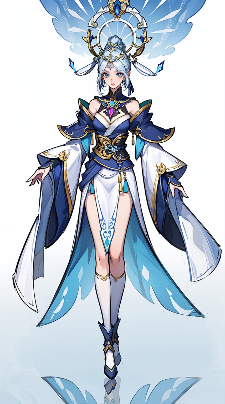 1 female(Pretty Face),Unique,Full body standing,Solitary,Transparent Background,Original character designs from East Asia,Game character costume design,Gorgeous dress,High Detail,Color Grade, (glow), ((Dramatic Lighting)), ((Exquisite light)),Intricate details, lens flare,((White background)),Ultra-high resolution,Clear focus,HD,8K,Clear facial features,Clear the details,beautiful eyes,Pretty Face