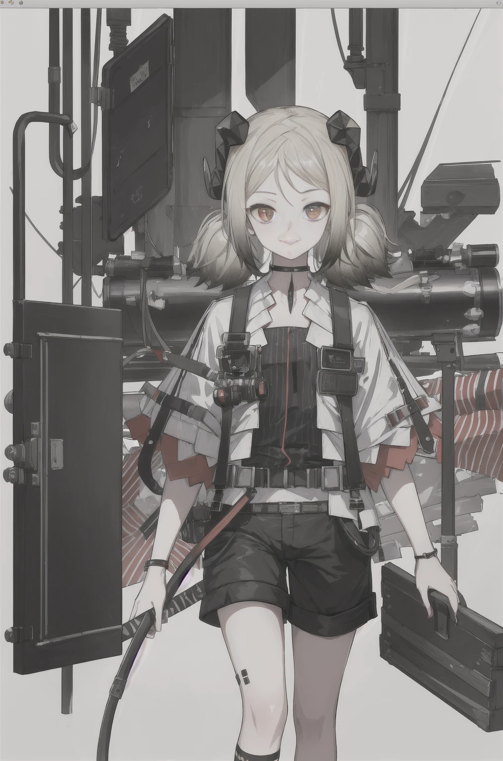 8K,high resolution,absurd,masterpiece,best quality,The original,Extremely detailed CG,Extremely detailed wallpaper,Perfect lighting,1 Girl,Vague_background,
(hutaodef:1.2),Black shorts,black h在 with h在 ,Regular Clothes,smile,white background