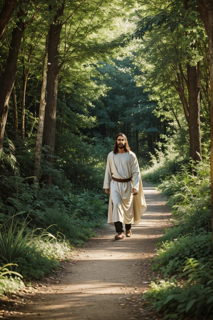 Jesus walking in Eden