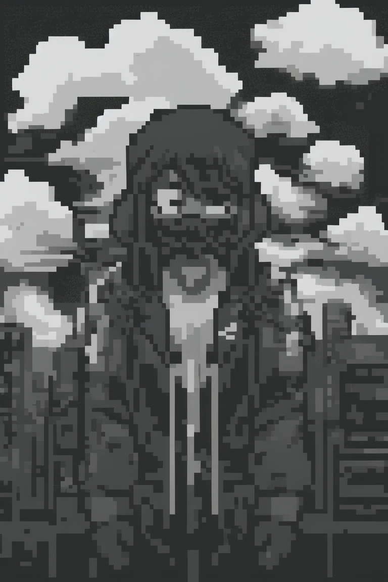hacker and clouds, Black and White Theme, limited color