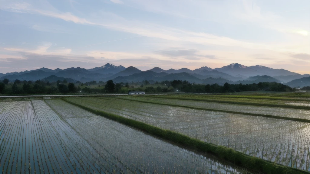 The fields of Arafed with the mountains in the background, Japanese countryside, Japanese countryside, Japanese countryside, rice paddies, Japan Countryside Travel, Gunma Prefecture, rice, Night setting, Ibaraki Prefecture, Mountains in Japan, Japanese Harvest, aomori japan, At dusk!, beautiful iwakura, saitama prefecture、summer、rice、