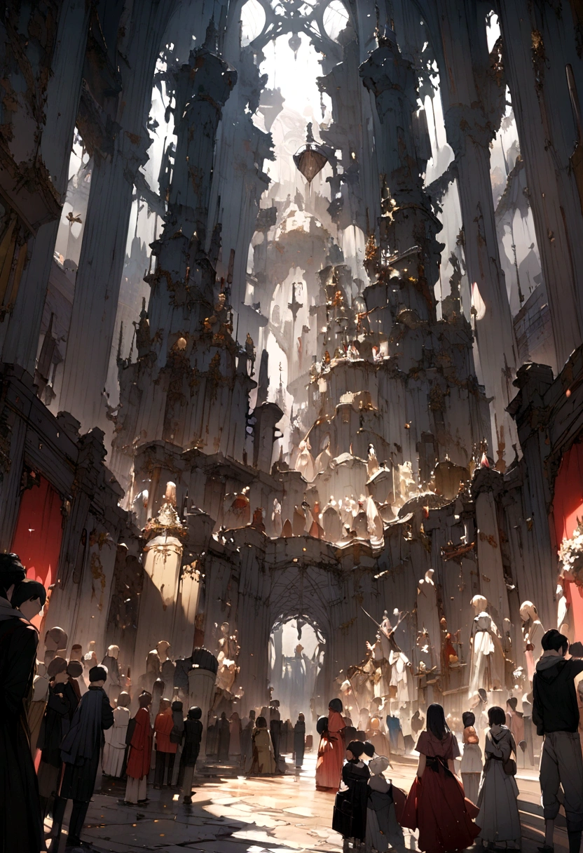 A scene of a crowded art exhibition