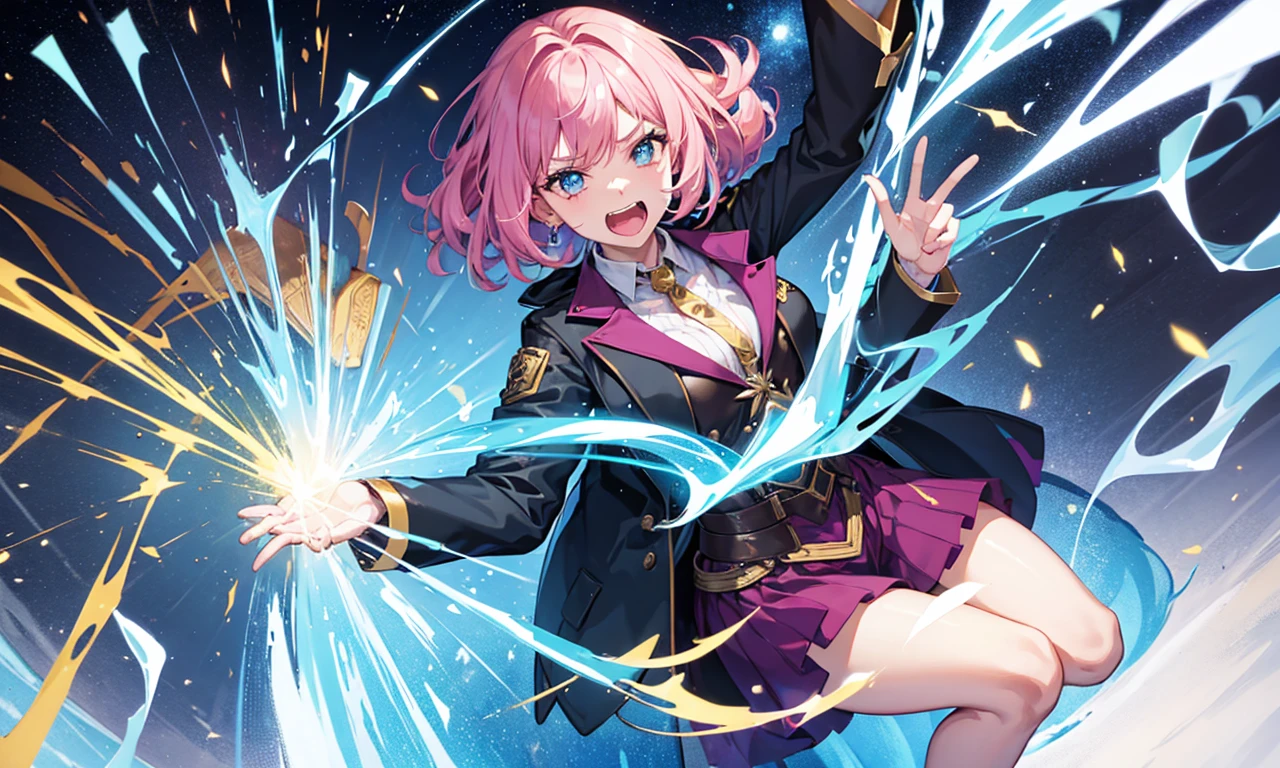 The female magician screaming in the magic barrier