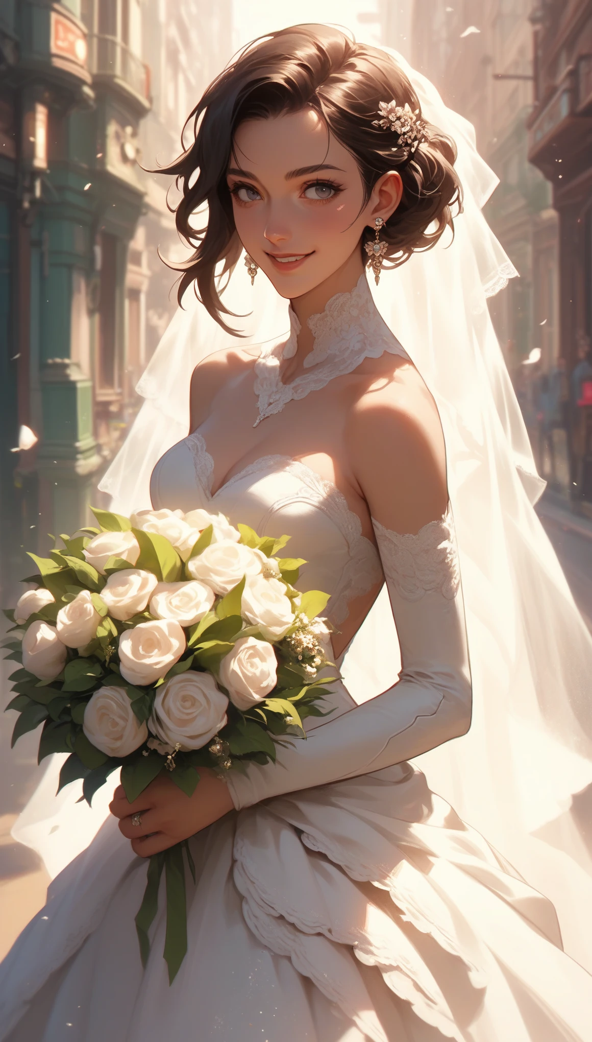 score_9, score_8_up, score_7_up, score_6_up, score_5_up, score_4_up, beautiful woman, captivating smile, pure white wedding dress, amazing style, bouquet, steampunk, dieselpunk, clockpunk, cyberpunk, glitter effects, source_anime, rating_safe