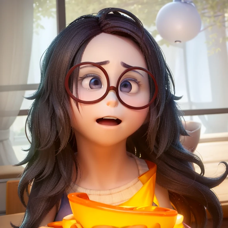 work of art, best qualityer, (suru_InsideOut , high branch throat, black frame glasses, cups, suru ), colorful glowing spheres, pixar, animated cartoon, 3D rendering, sfw,