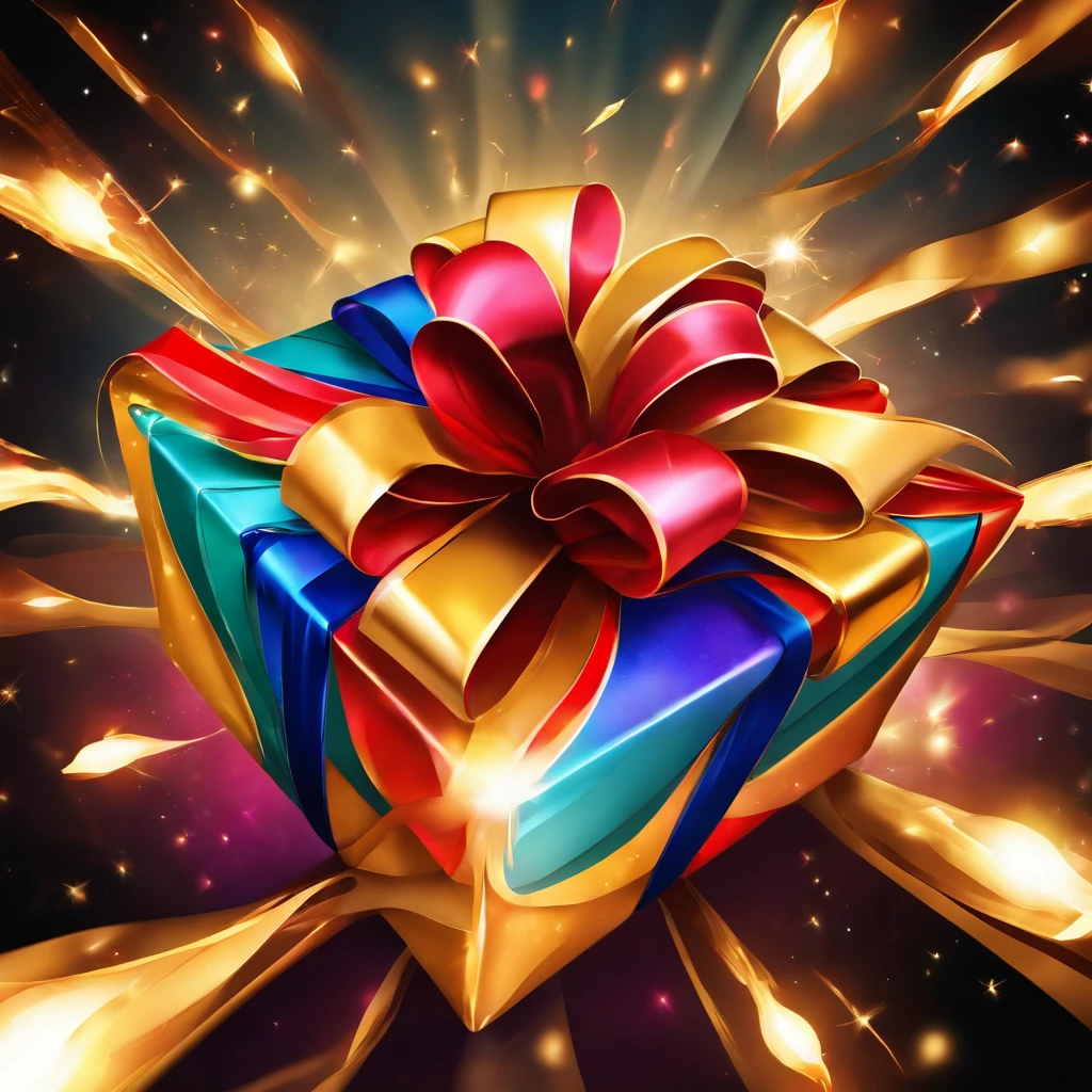 Exploding colorful gift