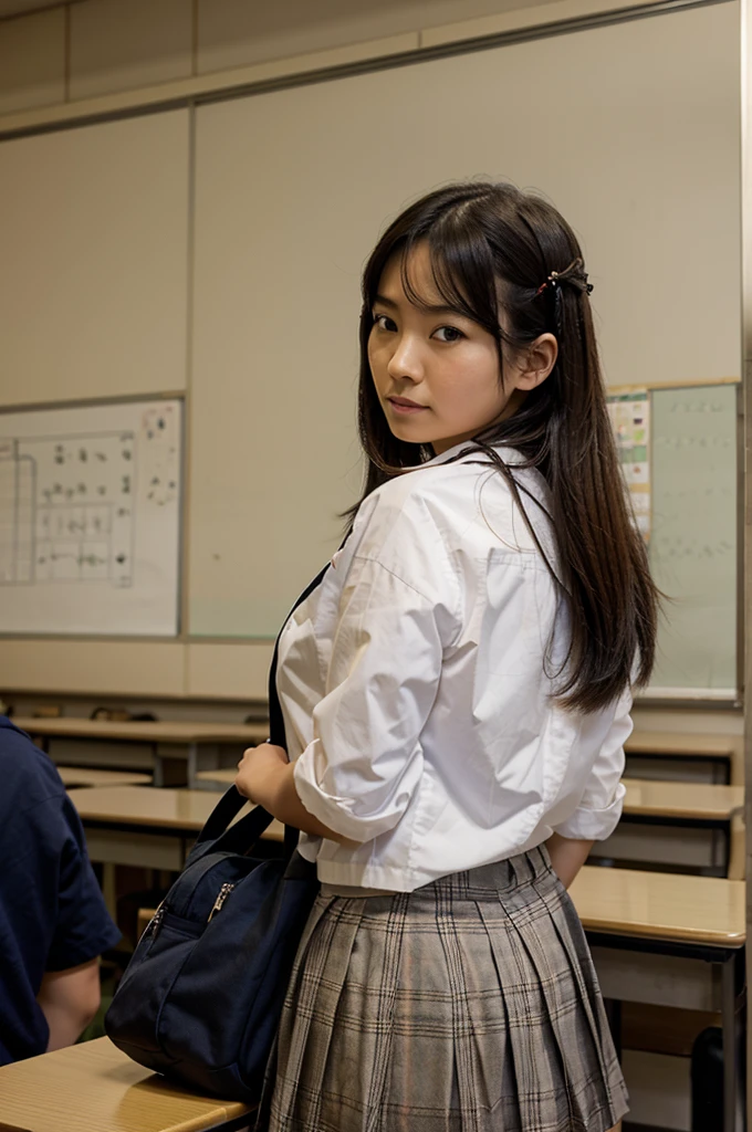 Japanese school girl in the class