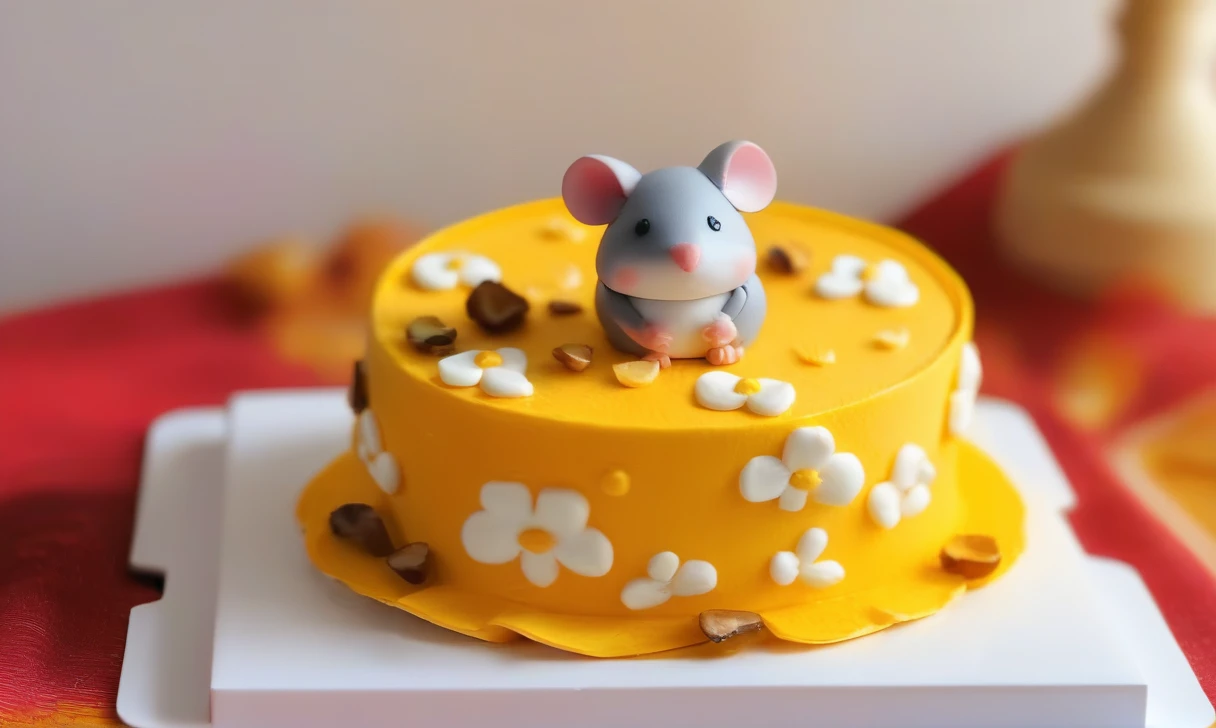 Gourmet Food Photography 1 Tier Cake CD_The XL, shaped like a rat, was placed on the table.,Simple Background,Fine art,detailed,indoor,Zodiac,Tilt Shift,Miniature,Cute and adorable,still life,from the front,View your viewers,No humans . Soft natural light,マクロのdetailed,Vibrant colors,Fresh ingredients,Shiny texture,Bokeh Background,Style plating,Wooden table top,Decoration,Fascinating,Editorial Quality,8K,High resolution,超High resolution,masterpiece,Highest quality,highly detailed,High resolution,細かくdetailedに,extremely detailed,ultra detailed,wallpaper