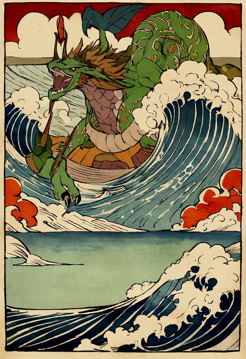 Ukiyo-e,Pokémon,ocean,Big scene,Pokémon