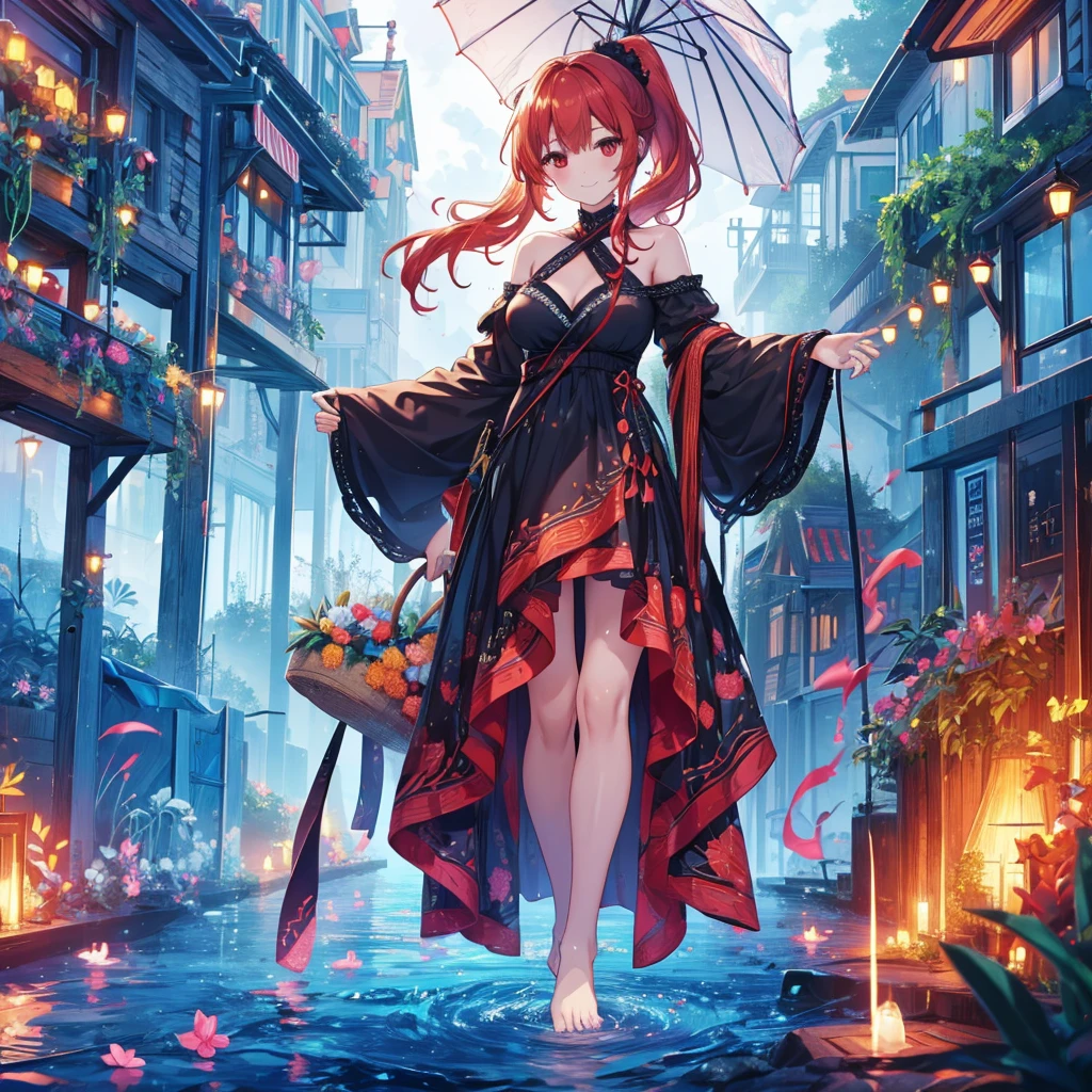 Parasol, food, basket, flip flops, vinyl sheet, Beaches and sands, Calm expression, Perfect hands, elder, Red Hair, The dignity of a 50-year-old, 落ち着きのあるwoman, solo、(Highly detailed background:1.0)、(Highly detailed background:1.0)、masterpiece、Highest quality、(Babes)、Fractal Art、Red eyes、Narrow eyes、black and red dress, Reddish cheeks、Tropical Sea、From the shoulders up、Recall、smile、One Woman、Three-dimensional clouds、Venice beach, Red long ponytail, Red eyes,スタイリッシュなアクセサリーsolo, Big Breasts, woman, Take-out, Provocative laughter,40 year old woman,Queen of Sadism, Highly detailed background, Great writing style, Clasp your arms in front of your chest, Splash, Diffuse reflection of light, Perfect Human Medicine, Water breathing, Bare Skin, barefoot, Sweat,