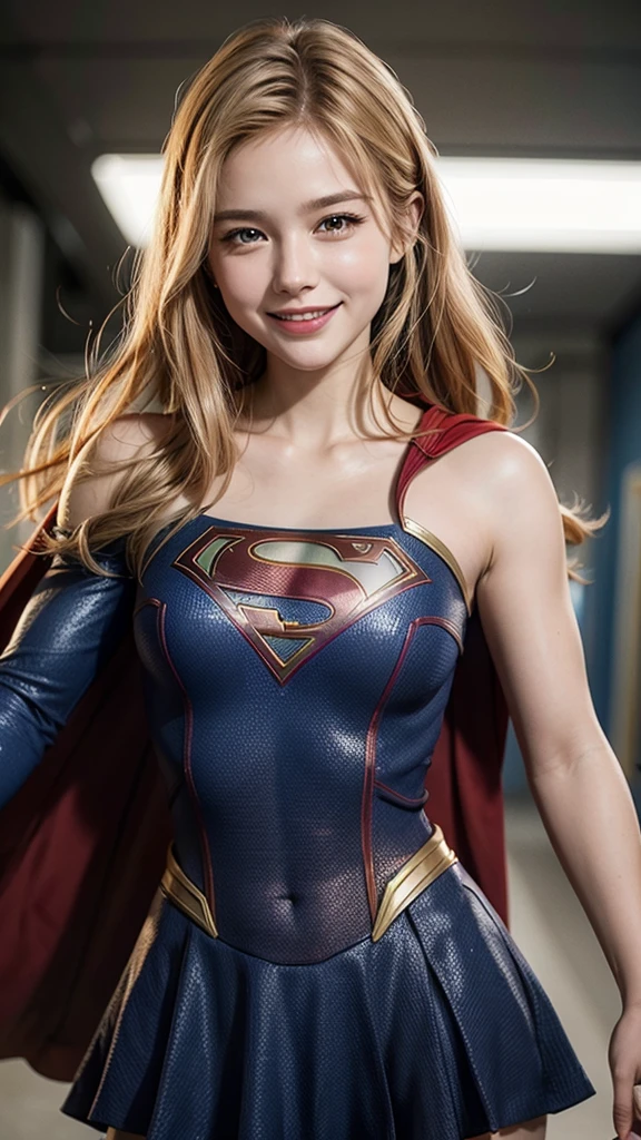 Supergirl, Grinning.