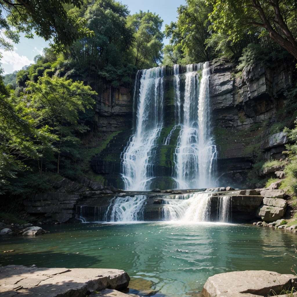 lake, waterfalls, river,