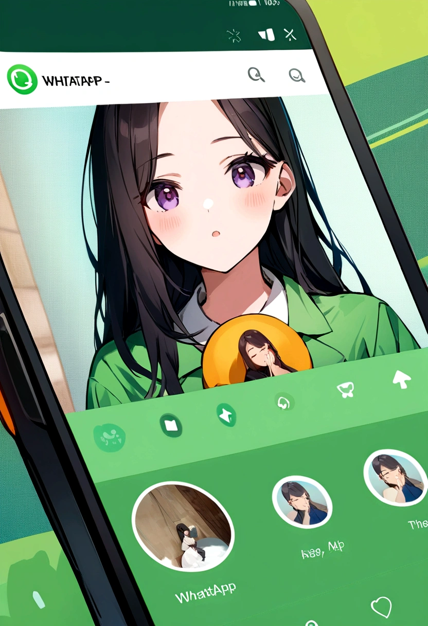 Make me a photo of a character holding a cell phone and on it is WhatsApp sending a message to someone WhatsApp wallpaper WhatsApp theme