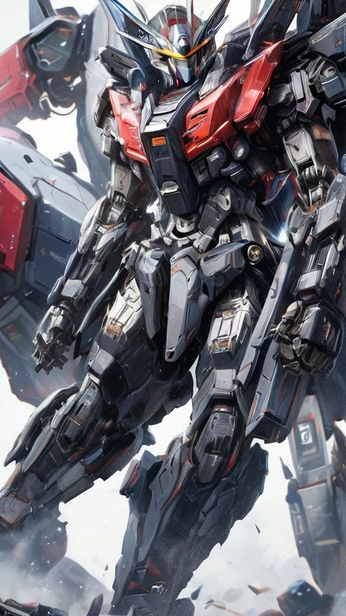 a giant mecha robot in a post-apocalyptic wasteland, beam saber combat, detailed mecha design, dynamic action pose, cinematic lighting, dramatic camera angle, highly detailed, photorealistic, 8k, hyper-realistic, masterpiece, ultra-detailed, perfect lighting, volumetric fog, cinematic atmosphere, sci-fi, industrial, gritty, grim, intense, epic scale, powerful, imposing, intimidating, awe-inspiring