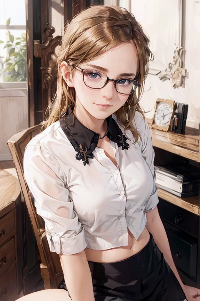 Masterpiece, 最high quality, high quality, High resolution, high quality texture, high quality shadows, High resolution, Beautiful details, Detailed CG, Detailed Texture, Realistic representation of face, Realistic, colorful, delicate, Cinematic Light, Side light, Lens flare, Ray Tracing, sharp concentrated, (1 Girl,concentrated:1.3), ( Intricate details, compensate, PureErosFaceV1:0.5), (細部まで美しいdelicateな顔, 緻密で美しいdelicateな瞳, Perfect Facial Proportions, Dense skin, Optimal ratio of four fingers to one thumb,Unified 8k wallpaper, Arms under chest, Modest chest, Wide Hips, Smooth upper abdomen, 35 years old, blue eyes, glasses, air fortress hair, blonde hair, house wife, the gaze of true love, lips of temptation, A look full of compassion ,a smile full of love, i love you, Acting lovey-dovey, I love you so much I'm crazy,
cabin attendant uniform,white blouse,tight fitting black skirt,black stockings, excellent secretary ,working as a secretary, wooden desk, wooden chair