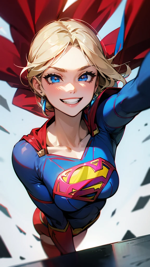 Supergirl, Grinning.