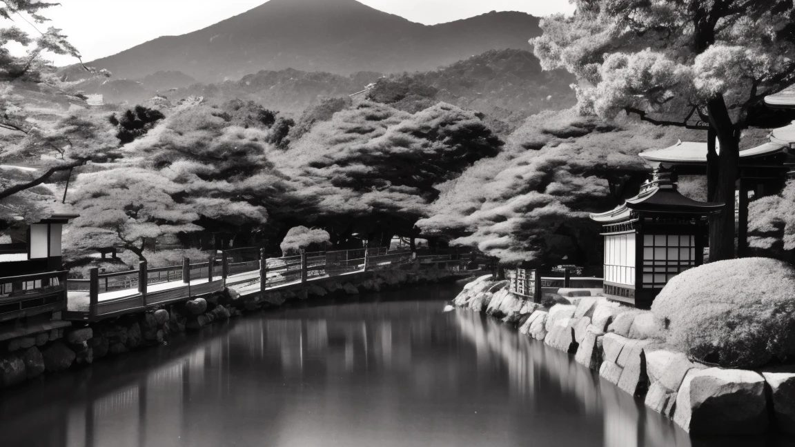 Highest quality、Japanese Landscape(Kyoto cityscape)Adult coloring books、Detailed、Black and White