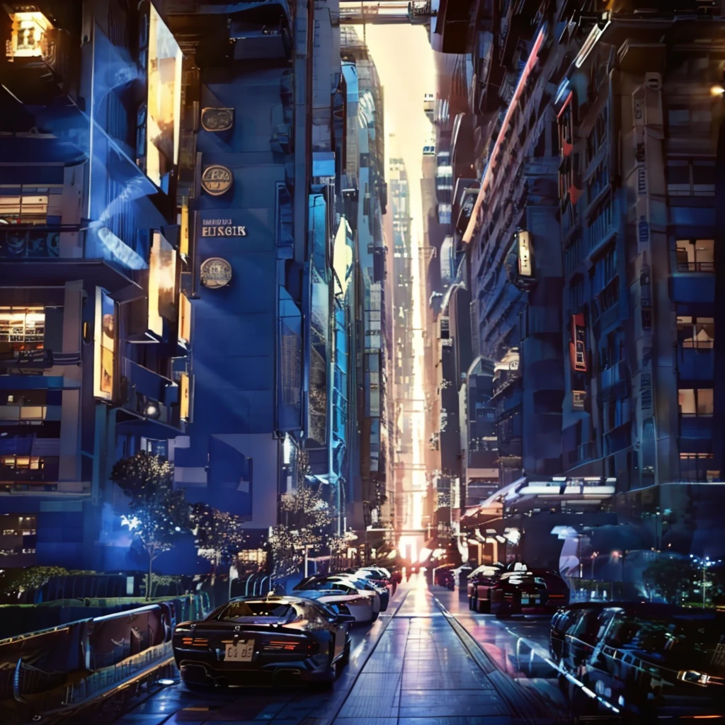 There are many wealthy people, Happy future city,Have pets, Different luxury cars, there are different types of people, Live together, There is a male protagonist
