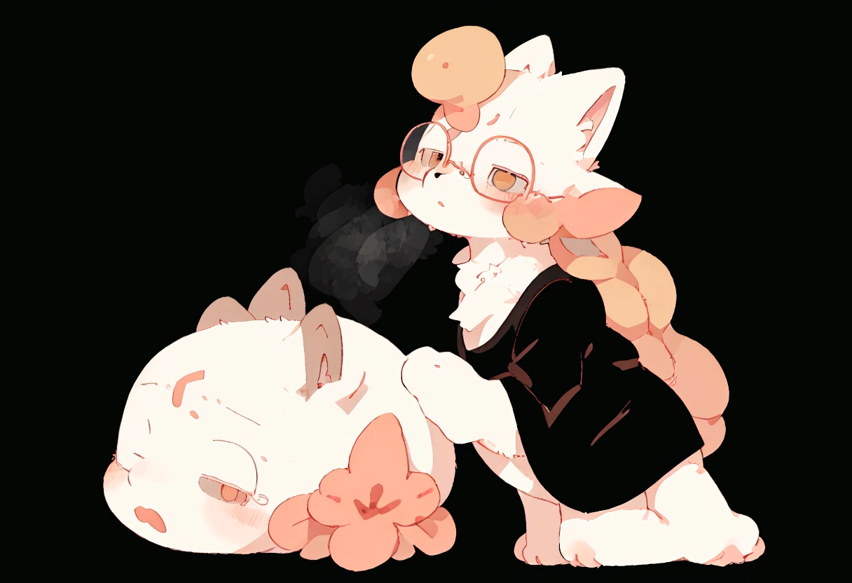 Kemono, Female, Furry, Short stature, Japanese manga character style, (Specify the character's color), Female_furry, Glasses, white skin