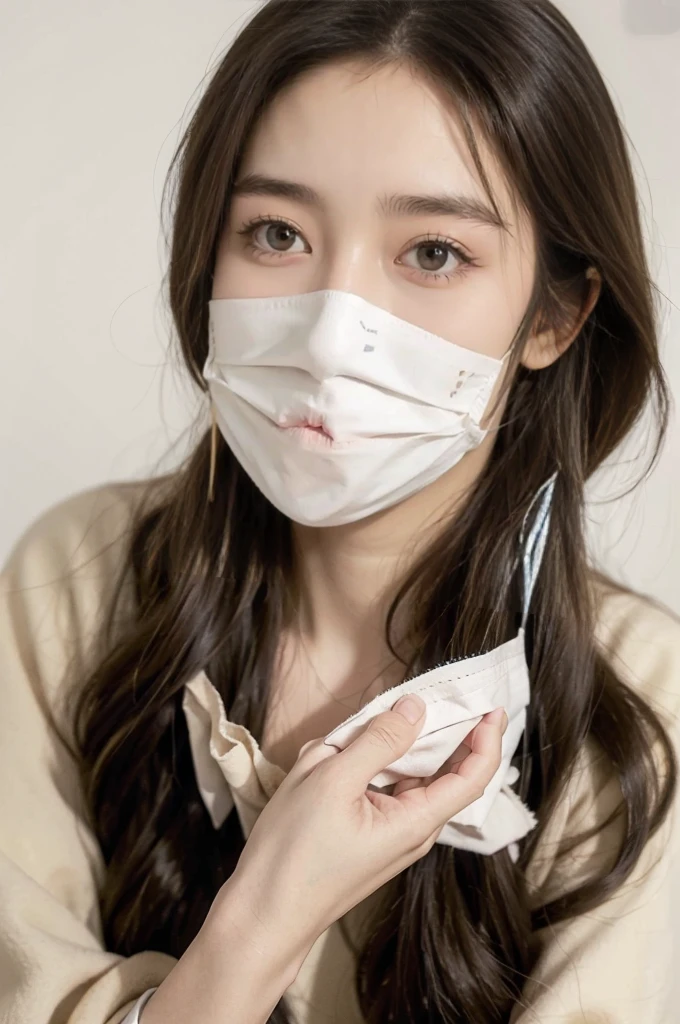 (((best quality))),(((ultra detailed))),(((masterpiece))),illustration,1girl,solo,slim,fragile,beauty,hospital gown,surgical bed,hospital operating room,contraceptive coil removal,anxiety,anticipation,long flowing hair,almond-shaped eyes,fair complexion,soft color,slender figure,tidy bow,sterile equipment,metal bed frames,healthcare professional,scrubs,surgical mask