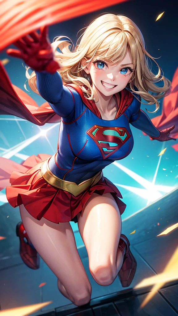 Supergirl, Grinning.