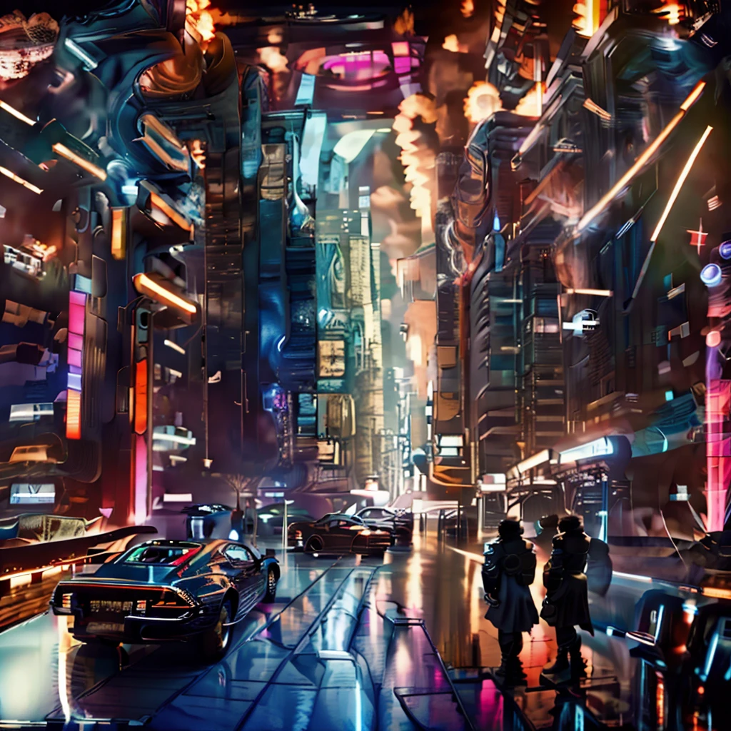 There are many wealthy people, Happy future city,Have pets, Different luxury cars, there are different types of people, Live together, There is a male protagonist