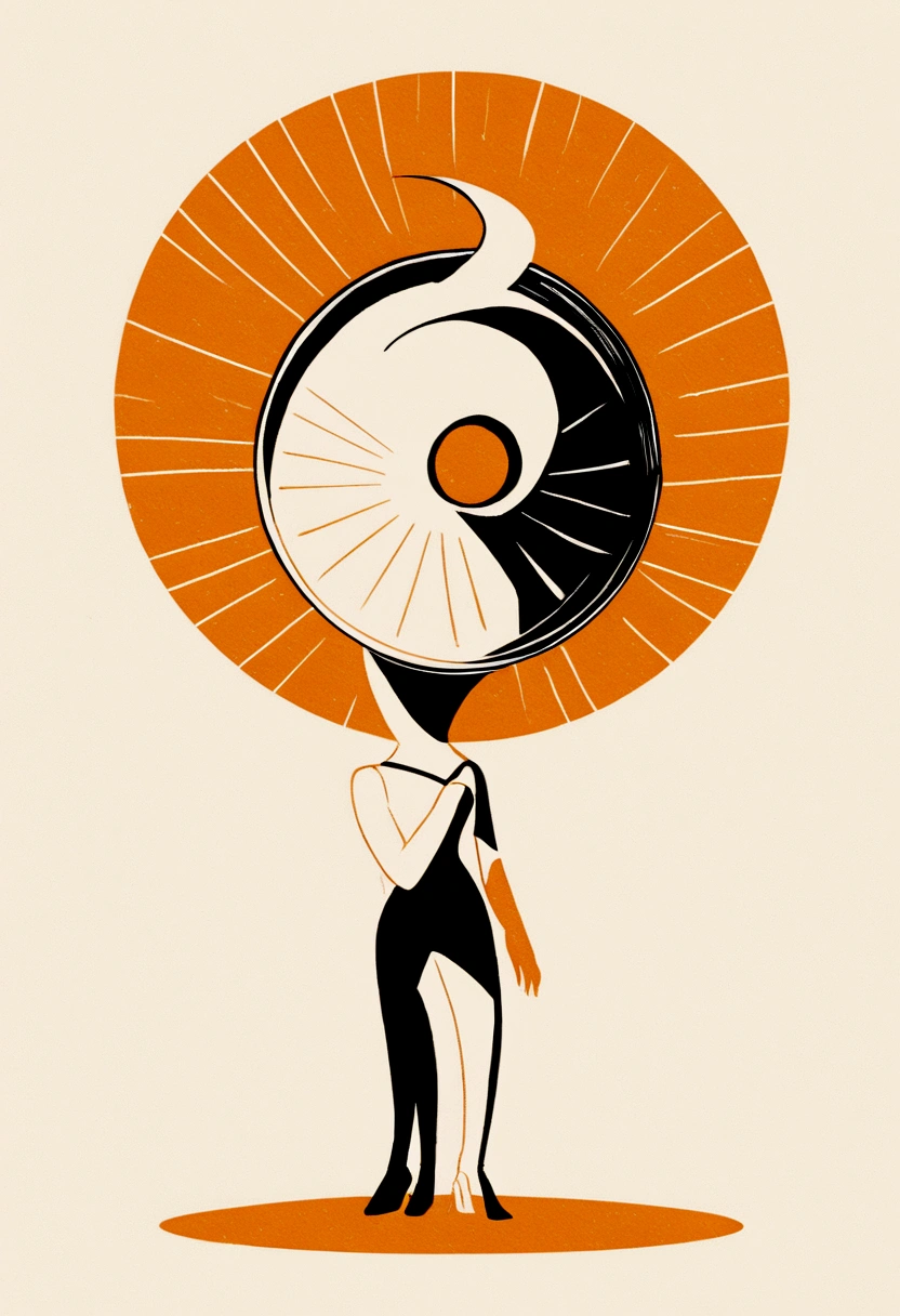 A hand holding a【cocktail]，with simple lines, in the style of graphic design poster art by Braun and Saul Bass，on a【blue]
background, simple, a white silhouette of the human body on an[orange]background, in a bold stencil print. --ar 9:16 --v 6.0--s 50
