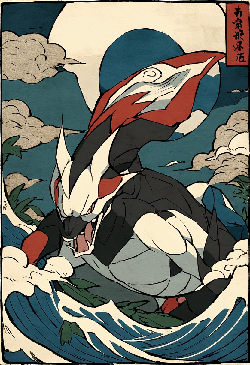 Ukiyo-e，Pokémon，ocean，Big scene，Pokémon，Kyogre，Kyogre