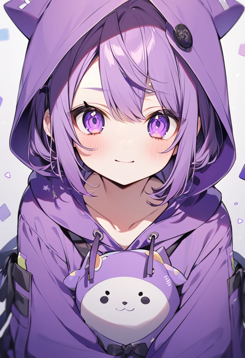 Keito。Purple Eyes。Purple hoodie。Cute Face