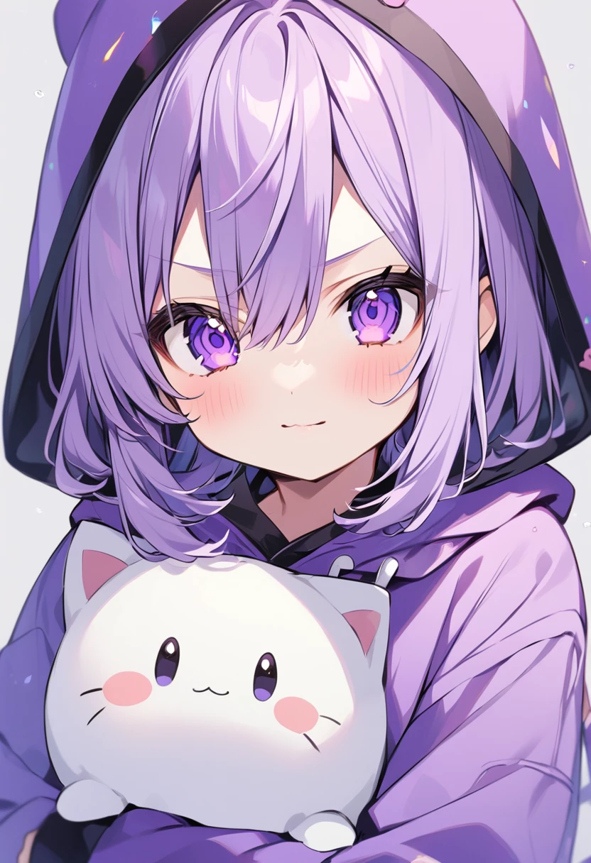 Keito。Purple Eyes。Purple hoodie。Cute Face