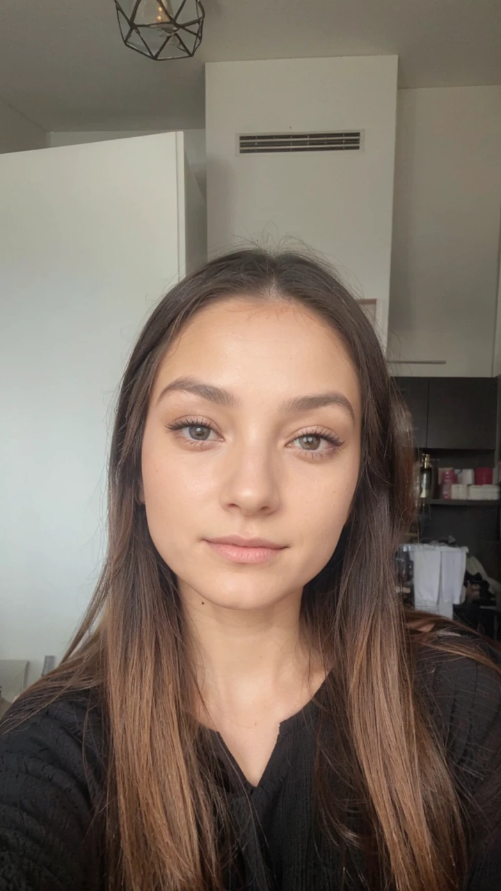 une femme est apparue cet après-midi ensoleillé devant le marché de produits naturels, her ombre hairstyle, strands of hair frame her face, peau douce et naturelle, deep dark blue shadows, she is wearing a Janiyah top, une superbe jupe midi plissée Dip Dye, with black roman sandals, It's elegant, mischievous, remarquer les produits frais, Alive, elle regarde de côté vers moi, joues roses, Sun-drenched, on camera, J'attrape son regard, elle est curieuse, elle est distraite, nous disparaissons ensemble sur le marché
