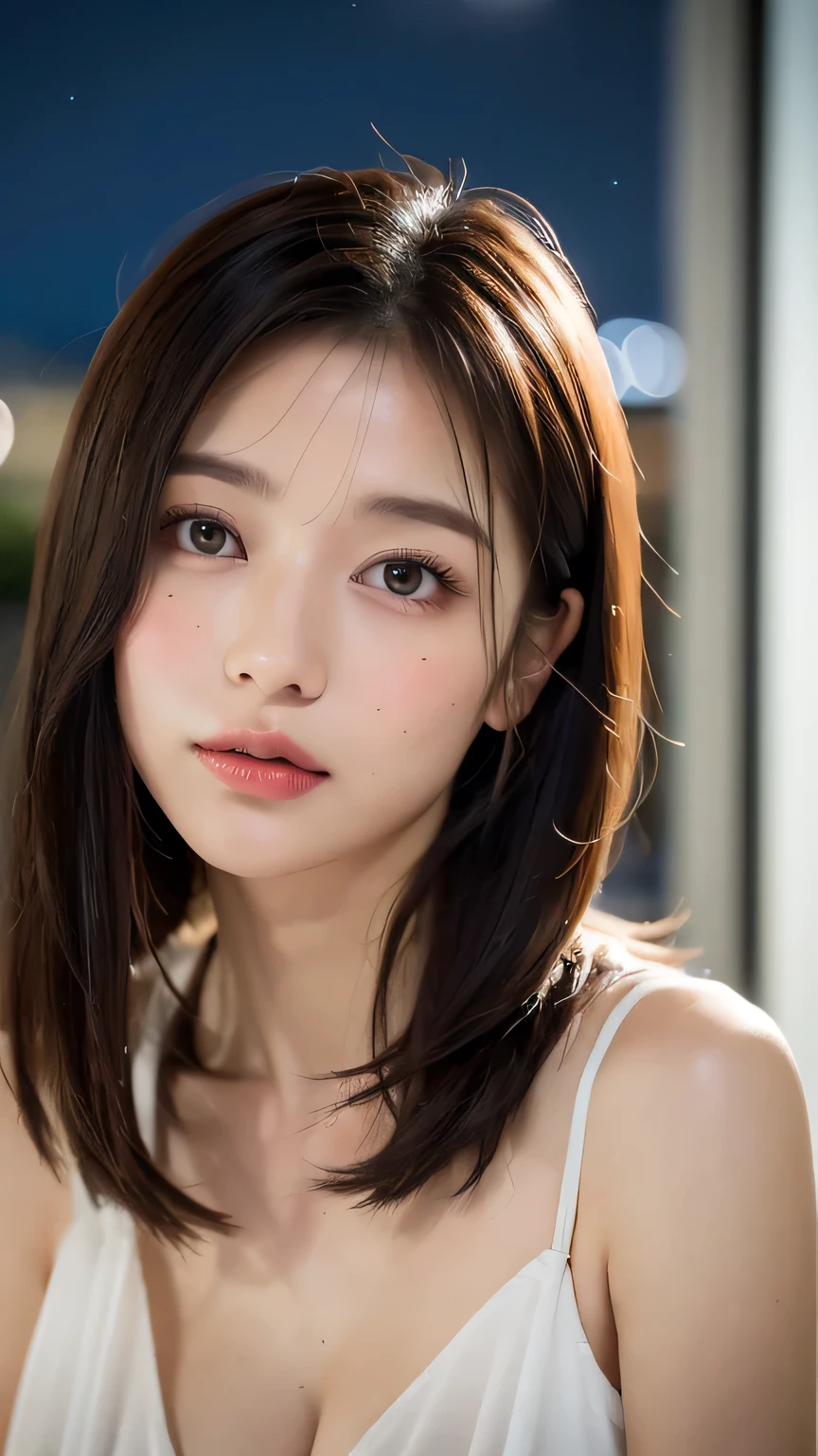 (night:1.7), East Asian architecture, 1 female,（lingerie）, Brunette Farbe hair，（Hair between the eyes）, Restore, Lip valve,  30 years old,beautiful fingers,beautiful long legs,Beautiful body，beautiful nose，beautiful character design，perfect  eyes，s the perfect face，View your viewers，（Innocent__eyes：1.0），（Light_笑face：0.3），Official Art，Very detailed CG Unity 8k wallpaper，Perfect lighting，Very Farbeful，bright_front_face_Lighting，（masterpiece:1.0),(Highest_quality:1.0), 超High resolution,4K,Very detailed, photo shoot, 8K, High resolution, High resolution, absurdes:1.2, Kodak Portrait 400, Film Grain, The background is blurred, bokeh:1.2, Lens flare brilliance, ( Vibrant_Farbe:1.2) (beautiful,big_chest:1.4), (beautiful_face:1.5),(narrow_Upper Body),8K, yes,RAW Photos, See-through, Transparent clothing,Big chest、Lying in bed、In the bedroom、Lying in bed