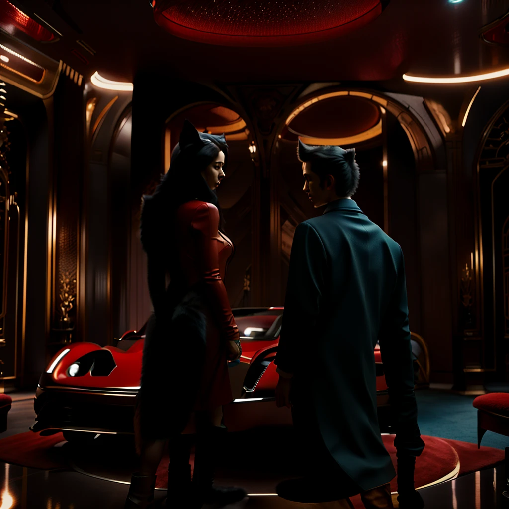 There are many wealthy people, Happy future city,Have pets, Different luxury cars, there are different types of people, Live together, There is a male protagonist