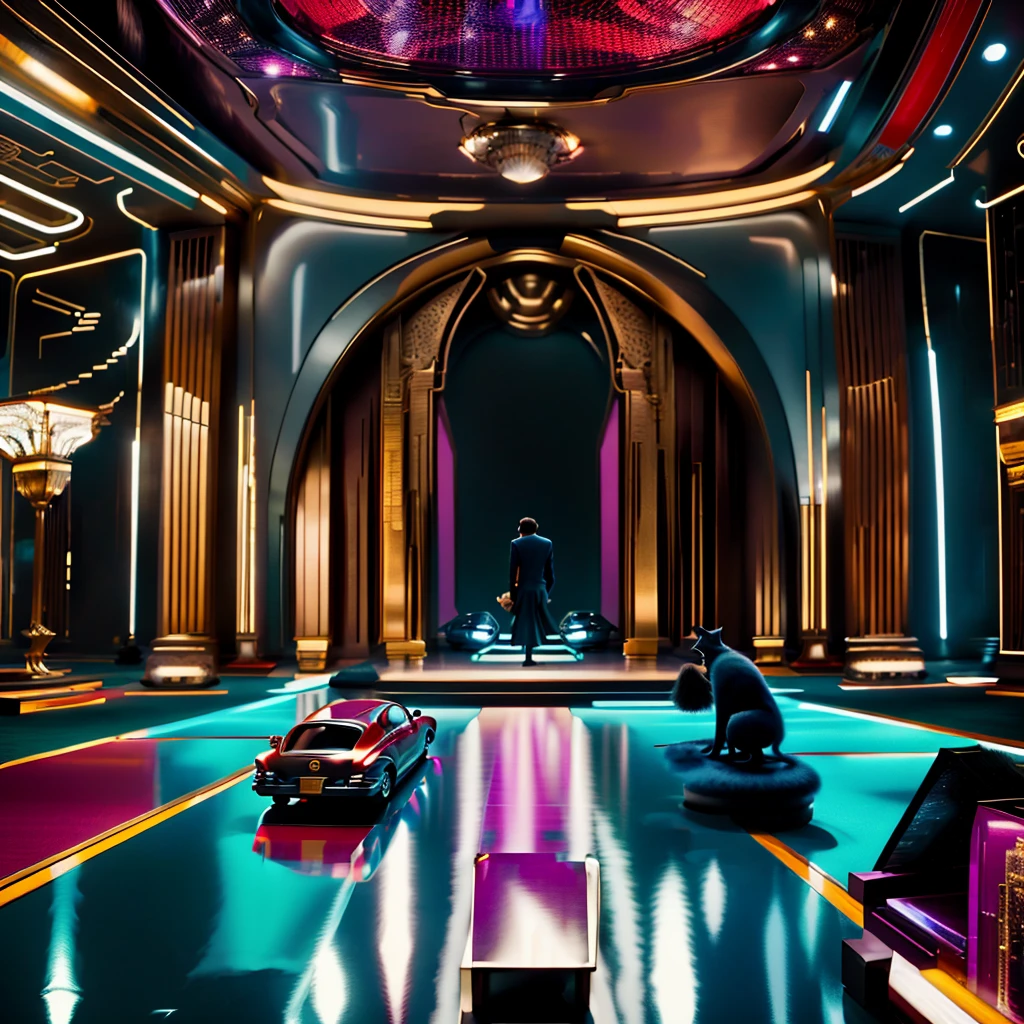 There are many wealthy people, Happy future city,Have pets, Different luxury cars, there are different types of people, Live together, There is a male protagonist