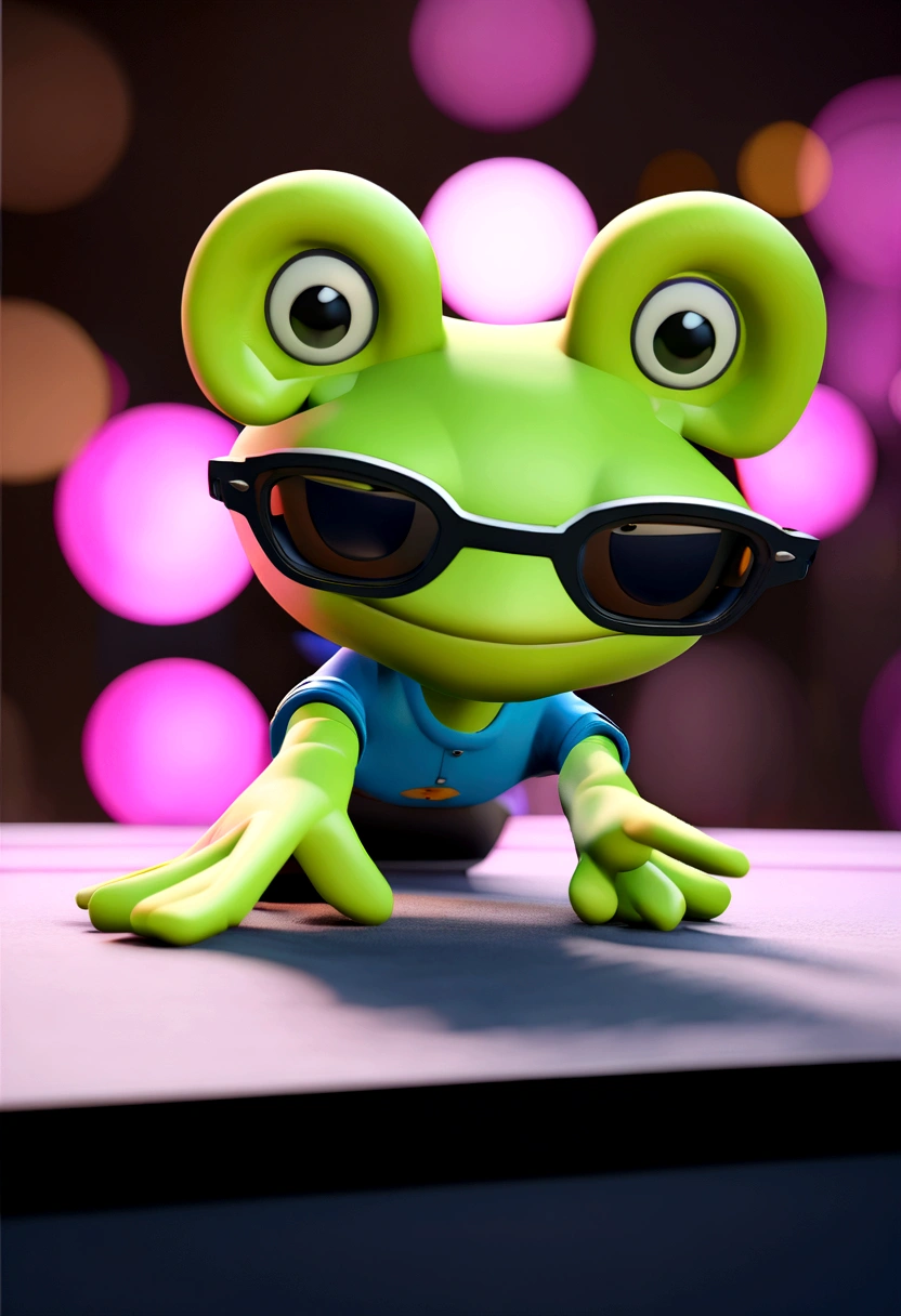 Cartoon character of a man in black glasses and blue shirt, an animated character, stylized character, animation style rendering, 3d stylized, Arnold Maya rendering, Stylized 3D rendering, toon render screenshot, 3d character, 3d character, Stylized 3D rendering, 3D character rendering, cartoon character, Personagem de close up, character posing, (Pixar-style) (master part:1.2) (bokeh) (best qualityer) (skin detailed) (detailed texture) (8K) (Argilla) (cinematic lighting) (sharp focus,Sit down and lift your upper body