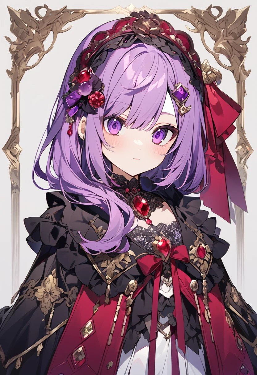 Keito。Purple Eyes。Amethyst and ruby hair accessory。
