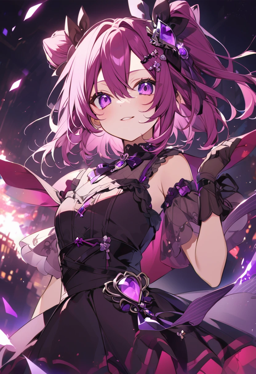 Keito。Purple Eyes。Amethyst and ruby hair accessory。