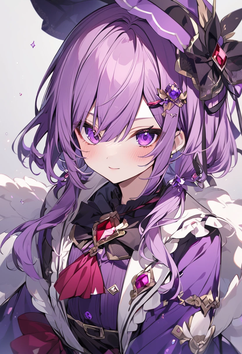 Keito。Purple Eyes。Amethyst and ruby hair accessory。