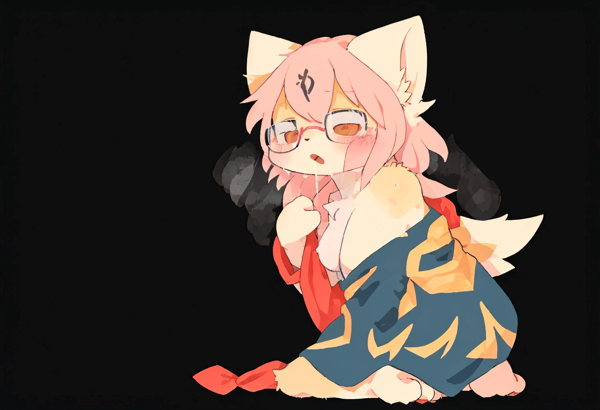 Kemono, Female, Furry, Short stature, Japanese manga character style, (Specify the character's color), Female_furry, Glasses, white skin, sex, (rape by gang members)