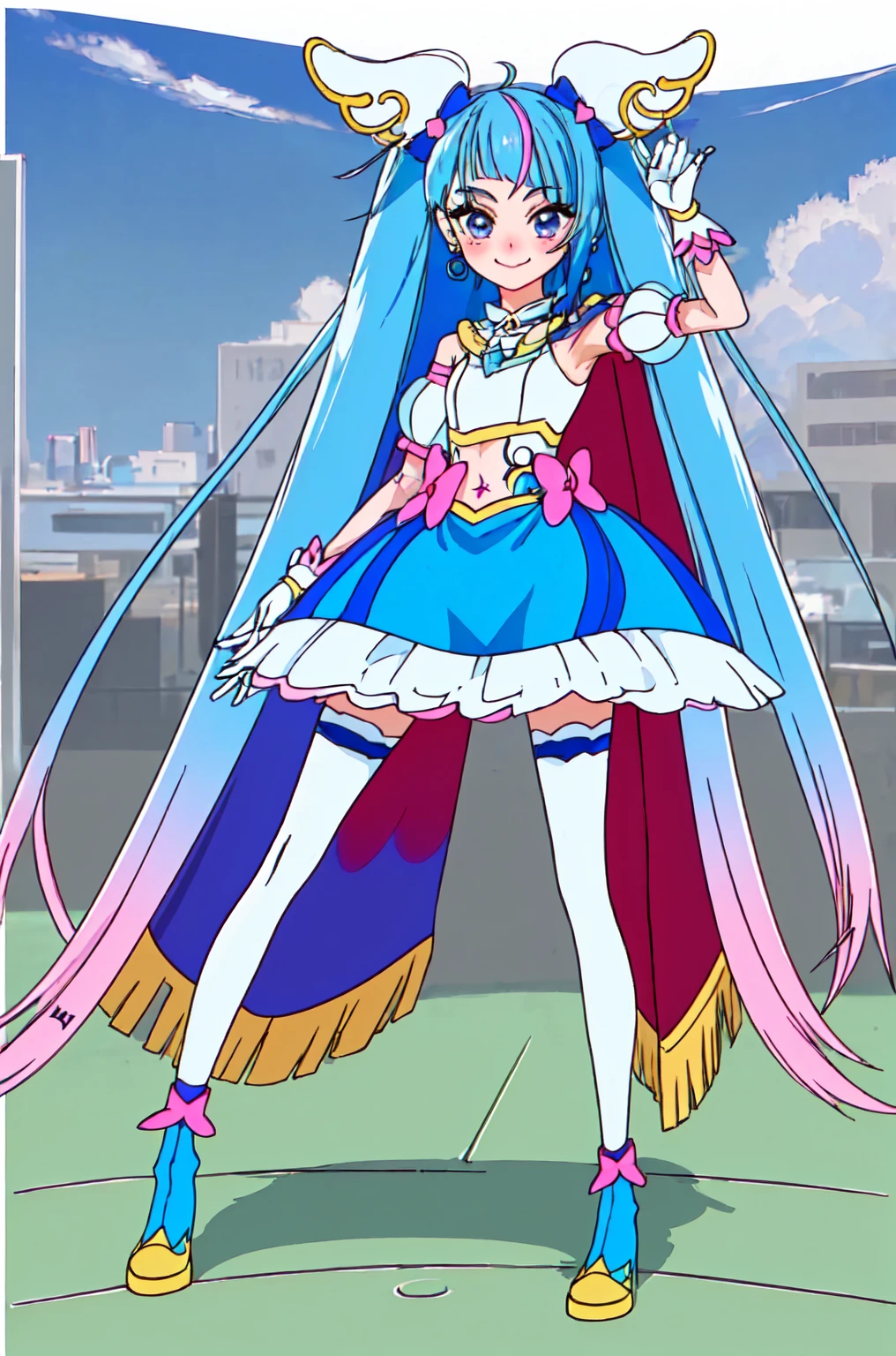 (Highest quality:1.4), (masterpiece:1.4), (High resolution:1.2), (Very detailed:1.2), 1 Girl, alone, smile, Looking at the audience, Are standing, Cure Sky, Wing hair ornament, In the background office, night,、Micro Mini Skirt、Absolute area、Thigh-high socks、Cowboy Shot、tattoo, High heels, (Dark purple lipstick、Purple lips)Absolute area、レザーMicro Mini Skirt、Browsing Caution、(Shaved pussy, (下腹部のtattoo:1.5), (スペードtattoo:1.5), (belly button: 1.1), (Expressionless: 1.3), (Are standing: 1.3), sleeve, collar, latex, Legwear, High heels, ribbon, Harness, (Chest jewels, Side cut-outs, Waist cutout, belly buttonの切り欠き, Gastrotomy, Detailed Background, View Audience,High heels, Absolute area、Browsing Caution、, ,)), Cowboy Shot、Expressionless、Earrings、Bodycon, blush, eyelash, Cleavage, belly button, Face Focus, With an evil smile, Grin, corruption, (O-ring), (Shiny Gossy Skin:1.2), choker, jewelry, Earrings, necklace, Knee socks, Arms at your sides, Elbow Groove, In the background office, night,