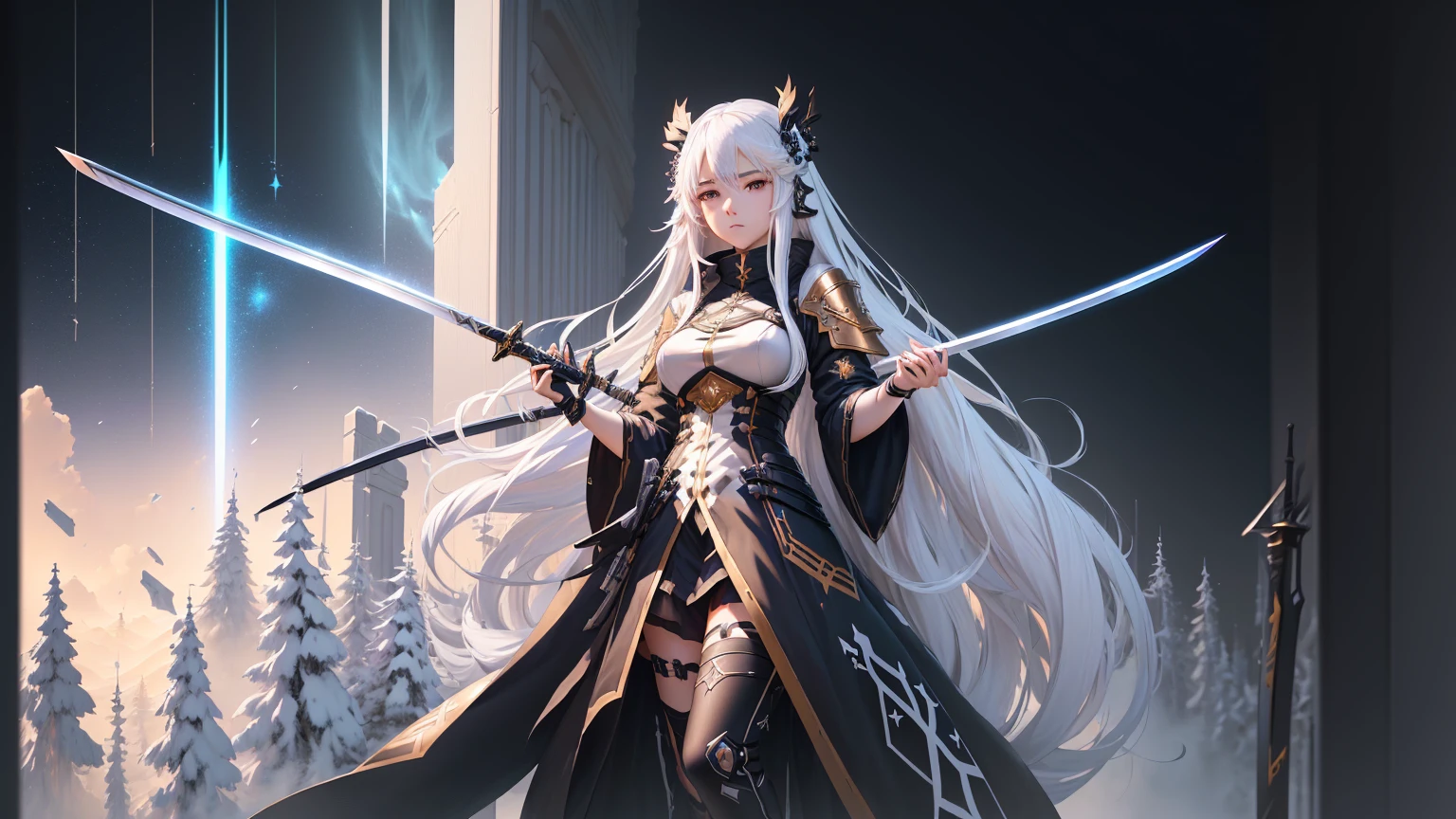 Anime girl with long white hair holding a sword in her hand, from Arknights, White-haired God, Spectacular artwork of anime, Arknights, anime art wallpaper 4k, anime art wallpaper 4k, Anime fantasy artwork, 4k anime wallpaper, Detailed anime art, Detailed anime artwork, Amazing anime 8k, Detailed digital anime art, anime wallpaper 4k