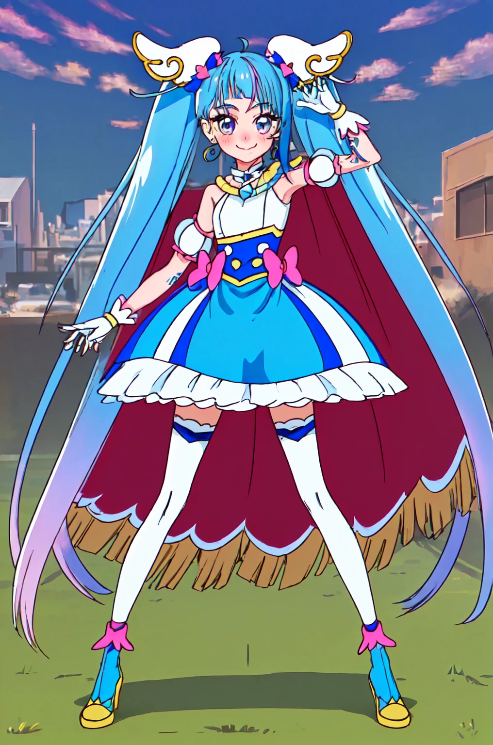 (Highest quality:1.4), (masterpiece:1.4), (High resolution:1.2), (Very detailed:1.2), 1 Girl, alone, smile, Looking at the audience, Are standing, Cure Sky, Wing hair ornament, In the background office, night,、Micro Mini Skirt、Absolute area、Thigh-high socks、Cowboy Shot、tattoo, High heels, (Dark purple lipstick、Purple lips)Absolute area、レザーMicro Mini Skirt、Browsing Caution、(Shaved pussy, (下腹部のtattoo:1.5), (スペードtattoo:1.5), (belly button: 1.1), (Expressionless: 1.3), (Are standing: 1.3), sleeve, collar, latex, Legwear, High heels, ribbon, Harness, (Chest jewels, Side cut-outs, Waist cutout, belly buttonの切り欠き, Gastrotomy, Detailed Background, View Audience,High heels, Absolute area、Browsing Caution、, ,)), Cowboy Shot、Expressionless、Earrings、Bodycon, blush, eyelash, Cleavage, belly button, Face Focus, With an evil smile, Grin, corruption, (O-ring), (Shiny Gossy Skin:1.2), choker, jewelry, Earrings, necklace, Knee socks, Arms at your sides, Elbow Groove, In the background office, night,