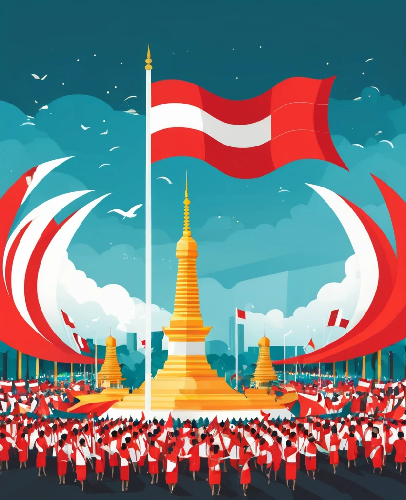 Independence day Indonesia illustration flat design