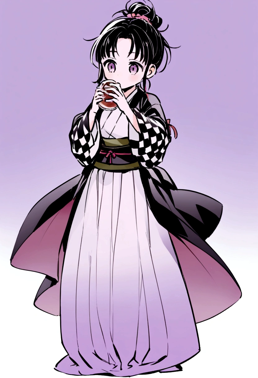 Kanao Tsuyuri in the form of a demon slayer holds a tanjiro kamado in his hands 