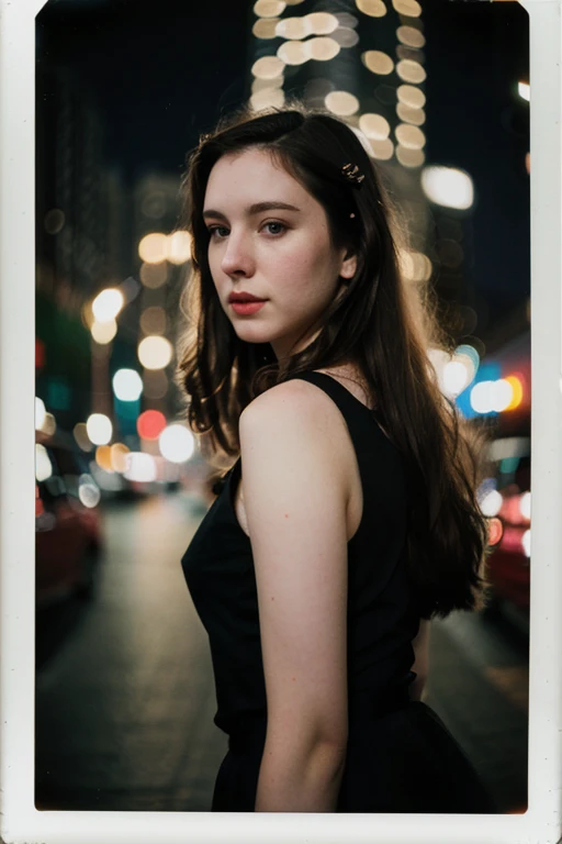 polaroid photo, night photo, photo of 24 y.o beautiful woman, pale skin, bokeh, motion blur