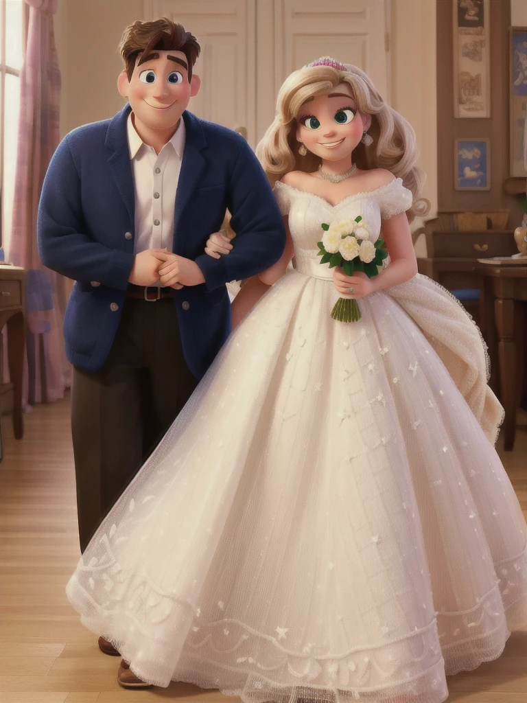 Disney Pixar style couple,