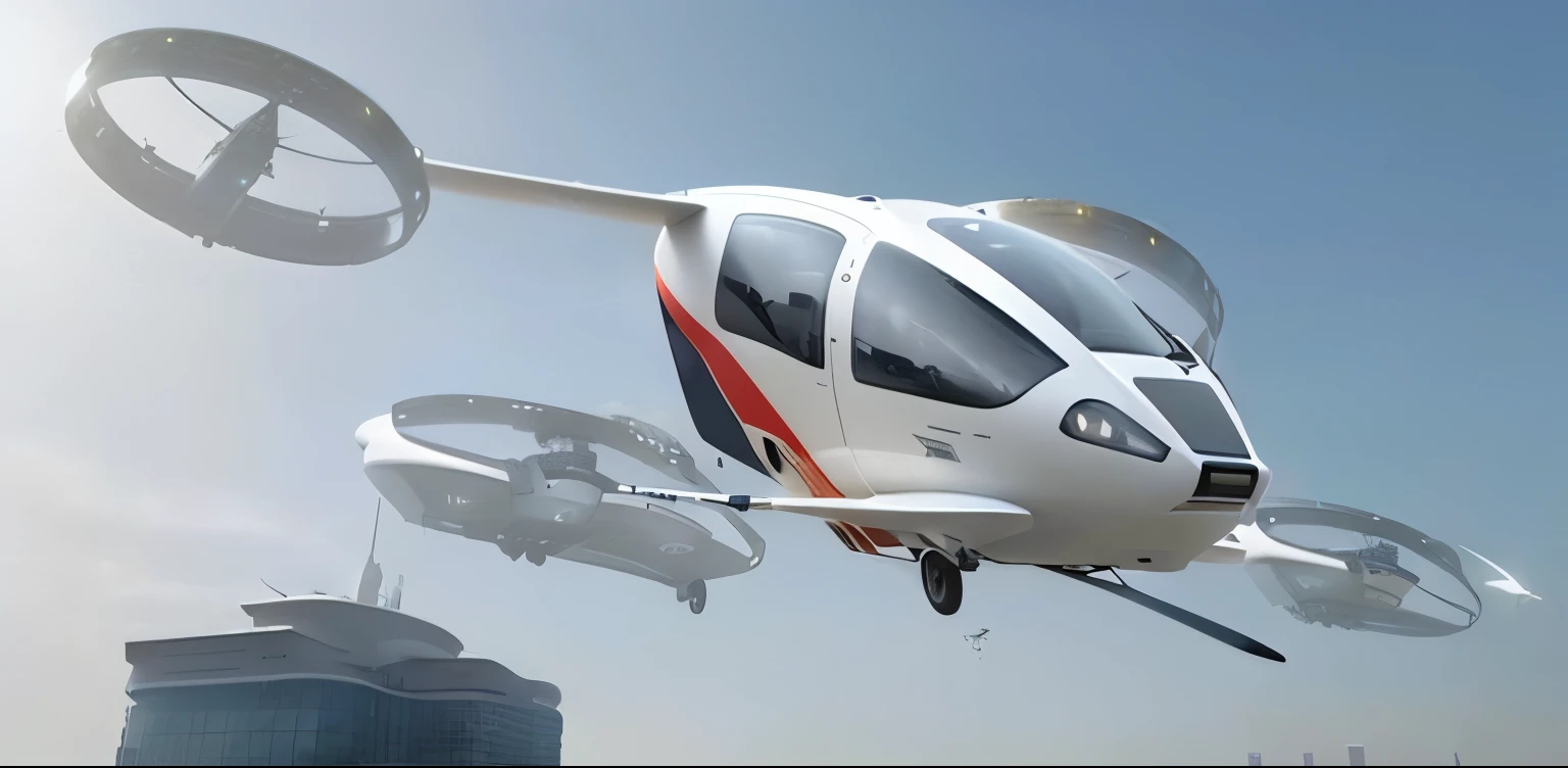 Aircraft with cameras in the air, Flying Carss, Flying Cars, Flying Cars, lots of Flying Carss, in a flying city, skyscrapers and Flying Carss, airplane, futuristic taxi, Rendering, floating vehicle, Boeing concept art, Future Technology, fused airplane parts, Flying sci-fi vehicle, helicopter drones, Flying emergency vehicles