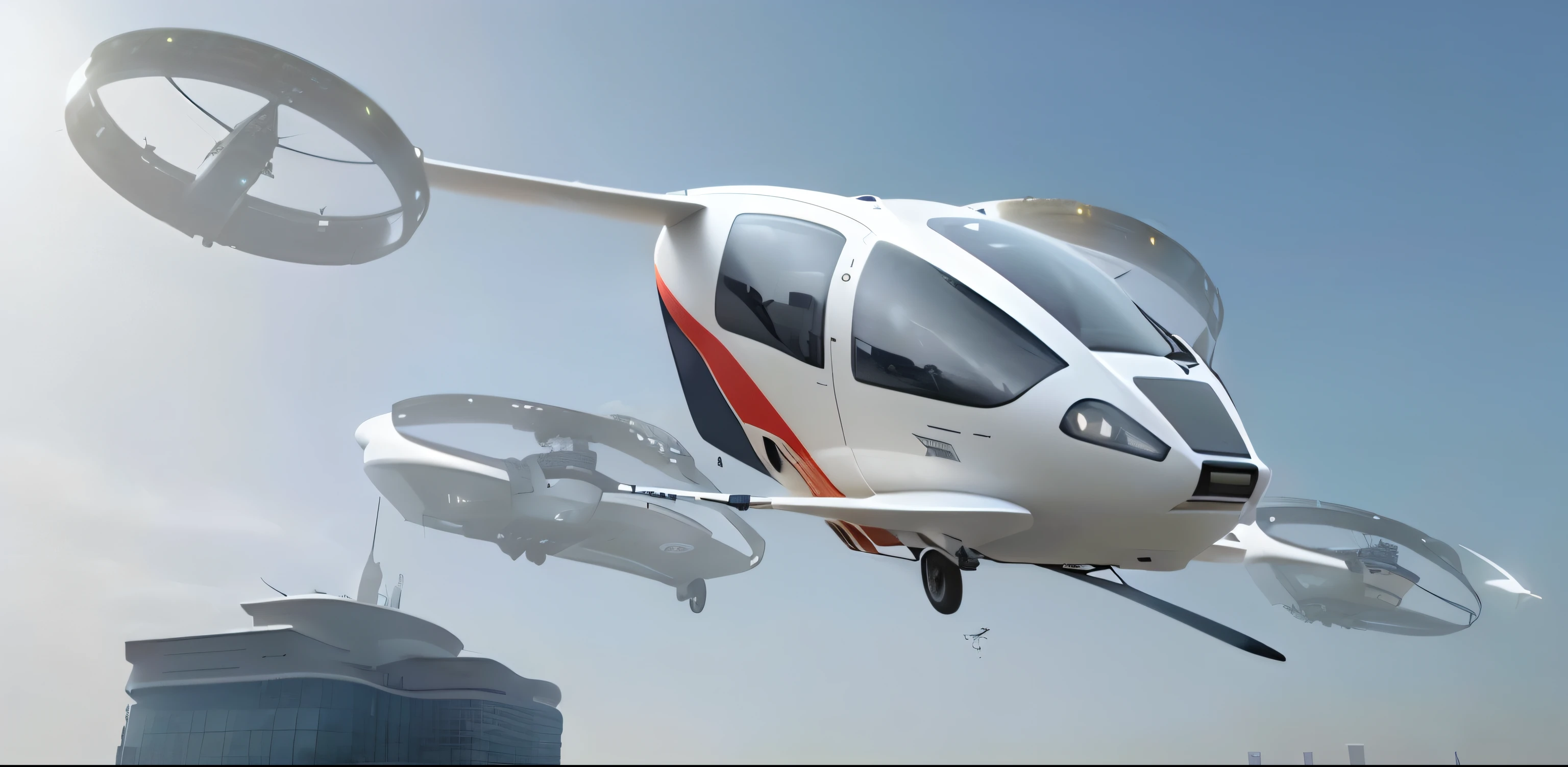 Aircraft with cameras in the air, Flying Carss, Flying Cars, Flying Cars, lots of Flying Carss, in a flying city, skyscrapers and Flying Carss, airplane, futuristic taxi, Rendering, floating vehicle, Boeing concept art, Future Technology, fused airplane parts, Flying sci-fi vehicle, helicopter drones, Flying emergency vehicles