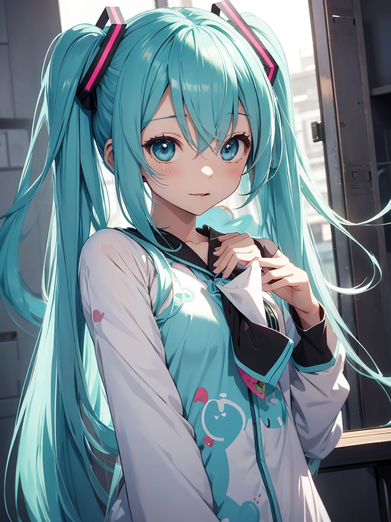 Hatsune Miku, pijama, very cute, showing the tongue